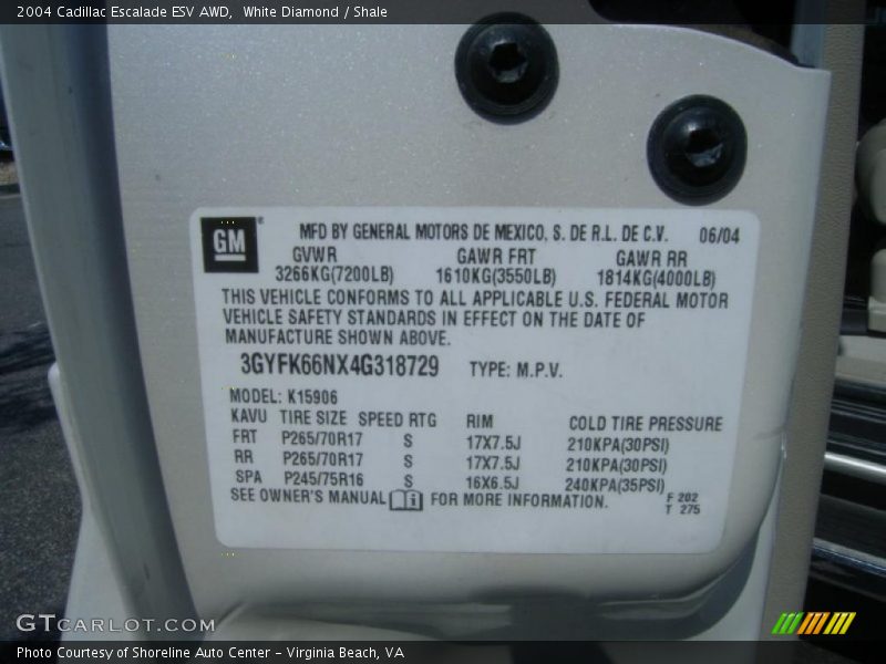 White Diamond / Shale 2004 Cadillac Escalade ESV AWD
