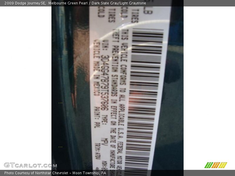 Melbourne Green Pearl / Dark Slate Gray/Light Graystone 2009 Dodge Journey SE