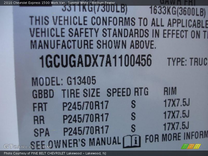 Summit White / Medium Pewter 2010 Chevrolet Express 1500 Work Van