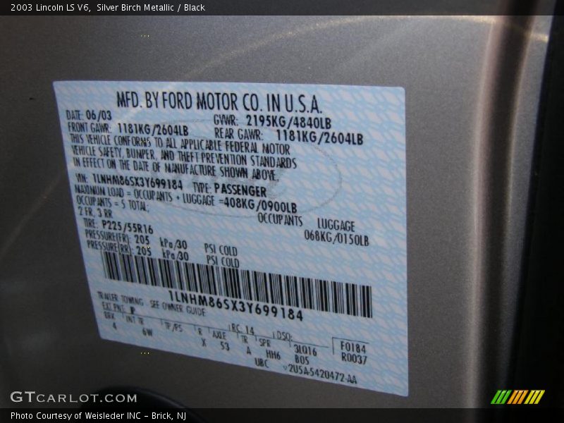 Silver Birch Metallic / Black 2003 Lincoln LS V6