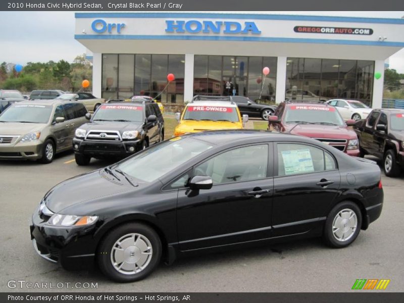 Crystal Black Pearl / Gray 2010 Honda Civic Hybrid Sedan