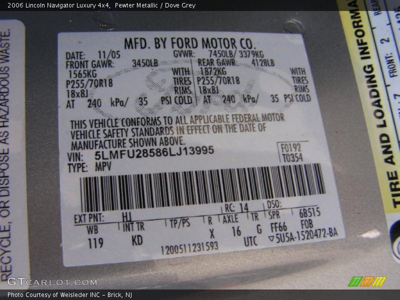 Pewter Metallic / Dove Grey 2006 Lincoln Navigator Luxury 4x4