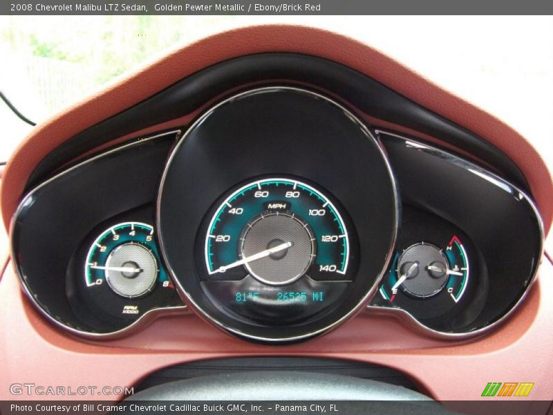 Golden Pewter Metallic / Ebony/Brick Red 2008 Chevrolet Malibu LTZ Sedan