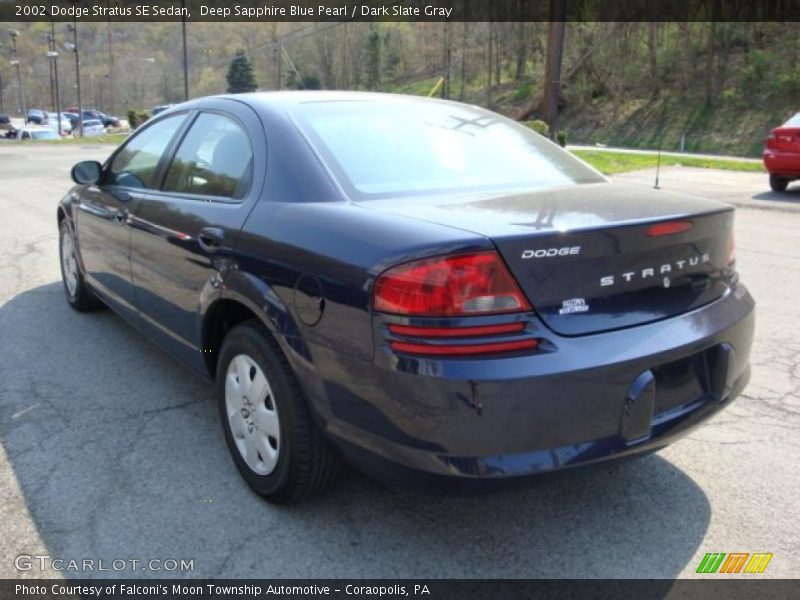 Deep Sapphire Blue Pearl / Dark Slate Gray 2002 Dodge Stratus SE Sedan