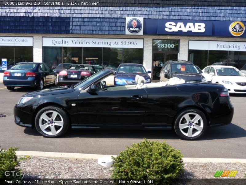 Black / Parchment 2008 Saab 9-3 2.0T Convertible