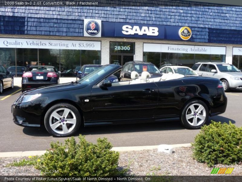 Black / Parchment 2008 Saab 9-3 2.0T Convertible
