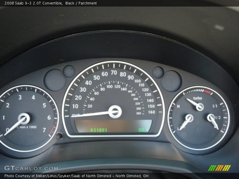 Black / Parchment 2008 Saab 9-3 2.0T Convertible