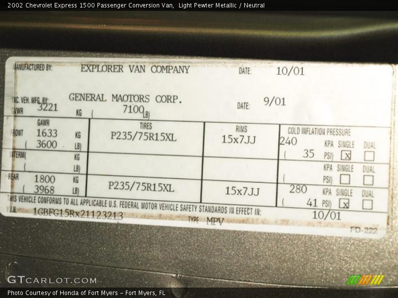 Light Pewter Metallic / Neutral 2002 Chevrolet Express 1500 Passenger Conversion Van