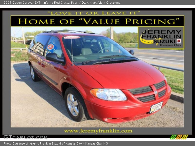 Inferno Red Crystal Pearl / Dark Khaki/Light Graystone 2005 Dodge Caravan SXT