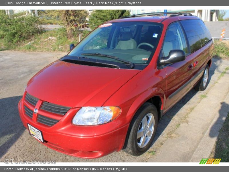 Inferno Red Crystal Pearl / Dark Khaki/Light Graystone 2005 Dodge Caravan SXT
