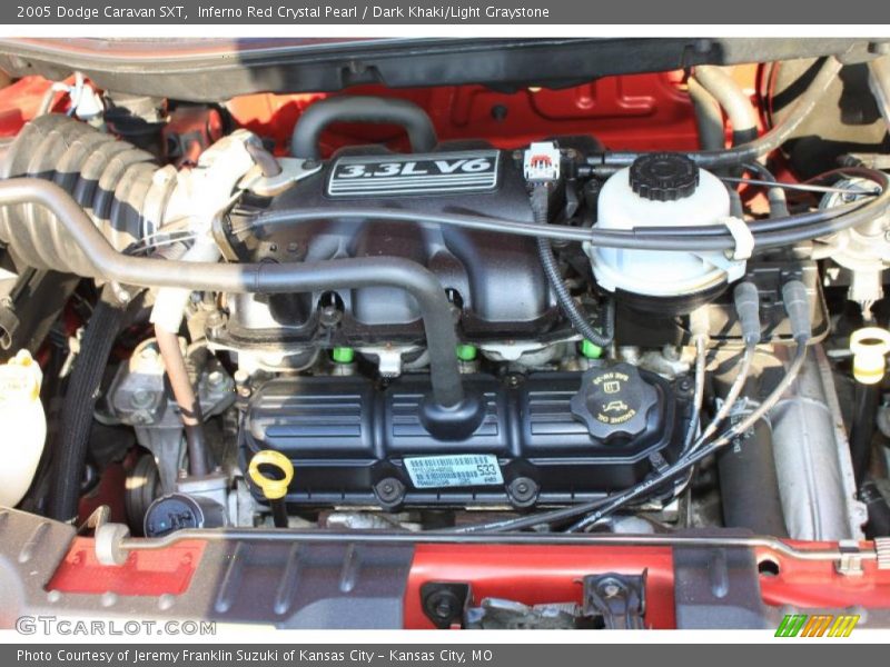 Inferno Red Crystal Pearl / Dark Khaki/Light Graystone 2005 Dodge Caravan SXT