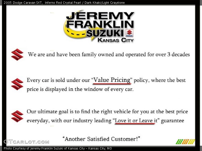 Inferno Red Crystal Pearl / Dark Khaki/Light Graystone 2005 Dodge Caravan SXT