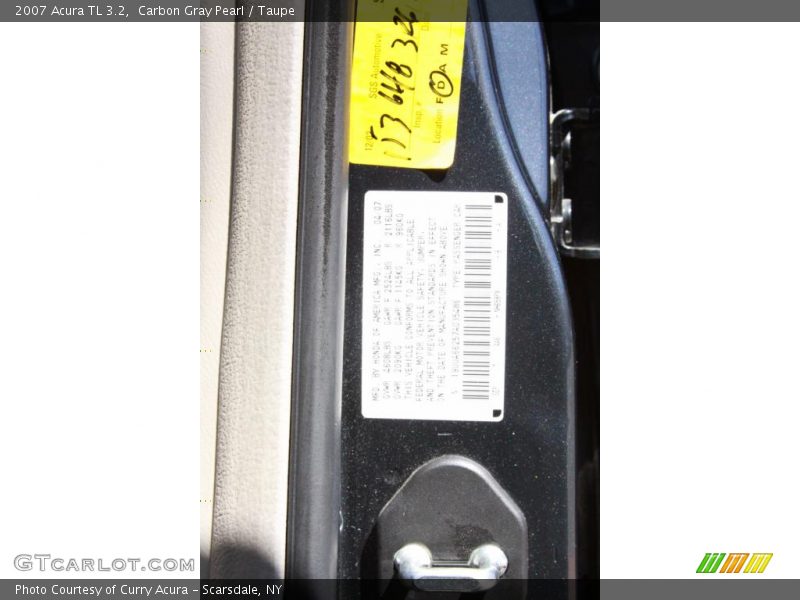 Carbon Gray Pearl / Taupe 2007 Acura TL 3.2