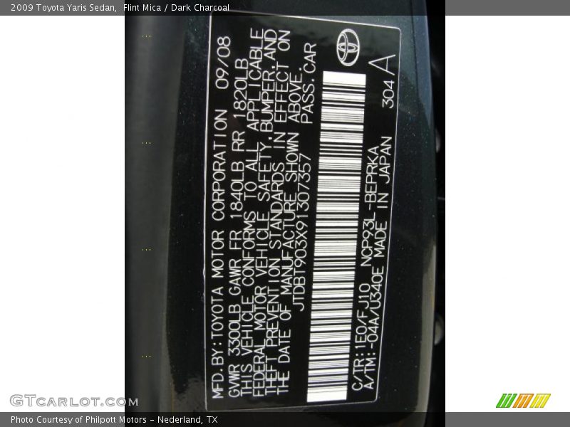 Flint Mica / Dark Charcoal 2009 Toyota Yaris Sedan