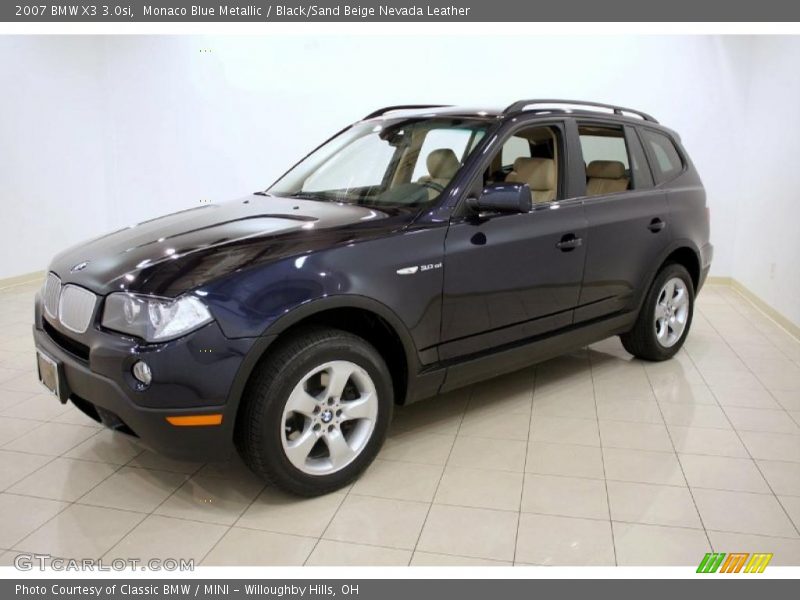 Monaco Blue Metallic / Black/Sand Beige Nevada Leather 2007 BMW X3 3.0si