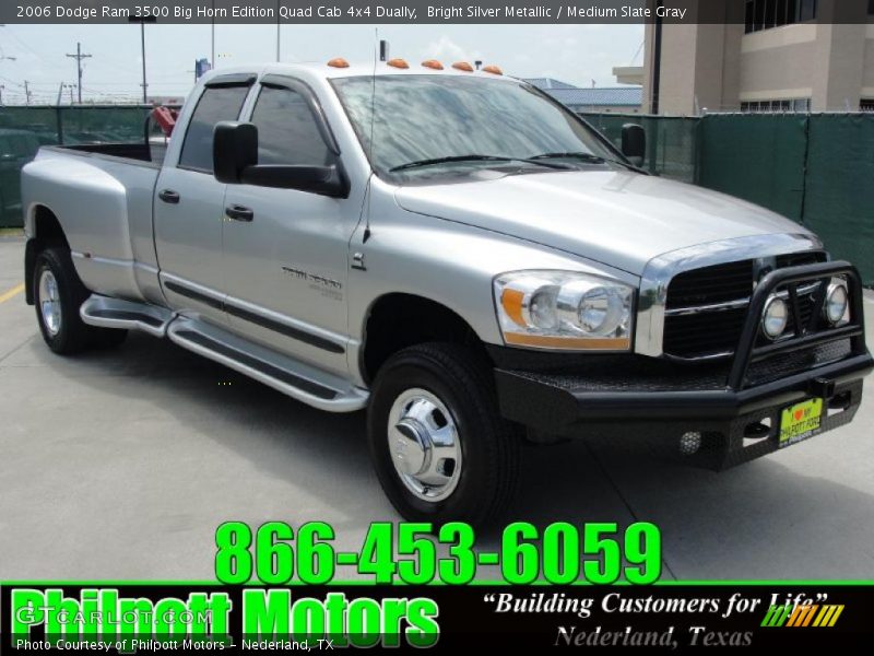 Bright Silver Metallic / Medium Slate Gray 2006 Dodge Ram 3500 Big Horn Edition Quad Cab 4x4 Dually