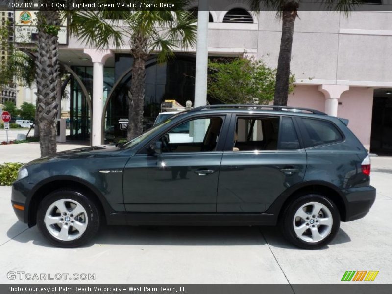 Highland Green Metallic / Sand Beige 2007 BMW X3 3.0si