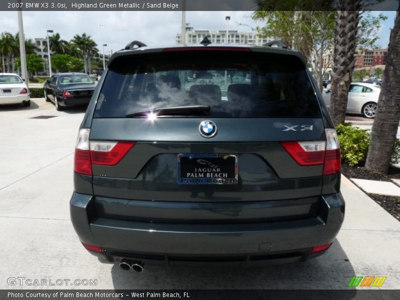 Highland Green Metallic / Sand Beige 2007 BMW X3 3.0si