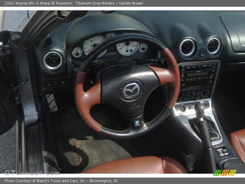 Titanium Gray Metallic / Saddle Brown 2002 Mazda MX-5 Miata SE Roadster