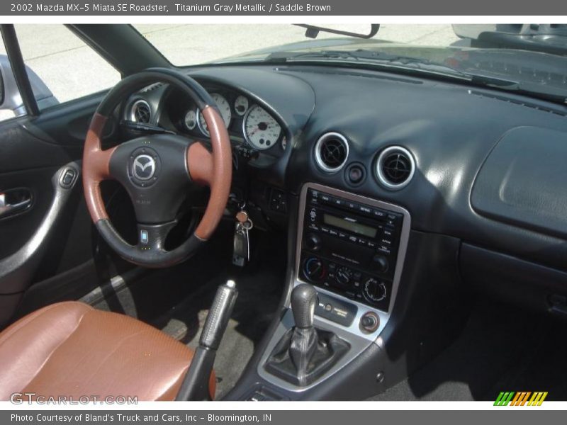 Titanium Gray Metallic / Saddle Brown 2002 Mazda MX-5 Miata SE Roadster