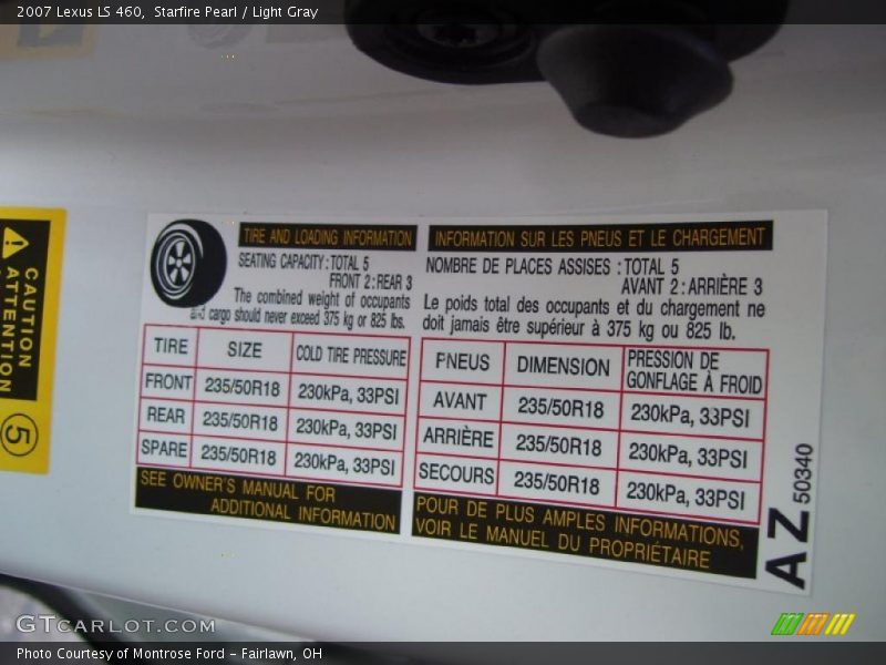 Starfire Pearl / Light Gray 2007 Lexus LS 460