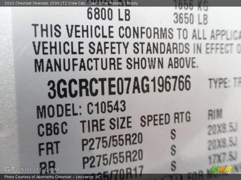 Sheer Silver Metallic / Ebony 2010 Chevrolet Silverado 1500 LTZ Crew Cab