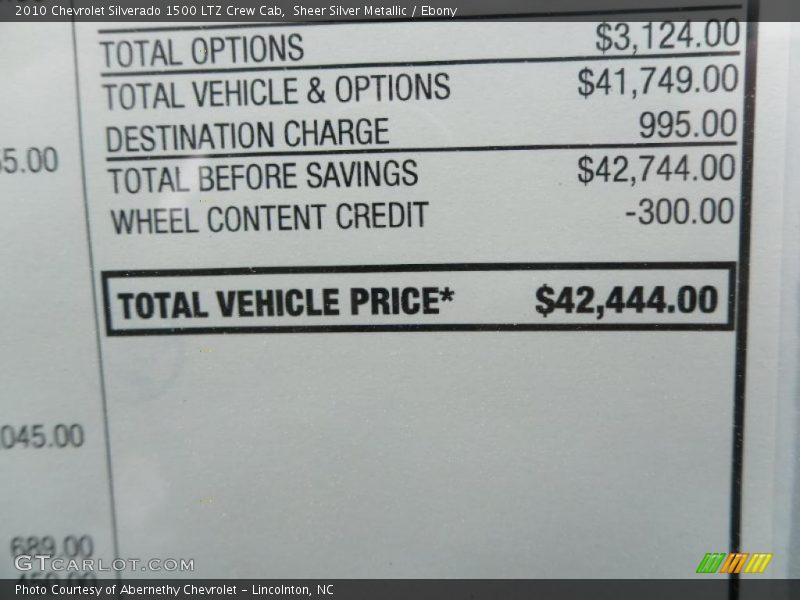 Sheer Silver Metallic / Ebony 2010 Chevrolet Silverado 1500 LTZ Crew Cab