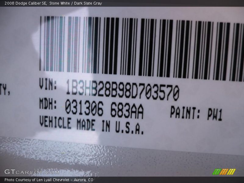 Stone White / Dark Slate Gray 2008 Dodge Caliber SE