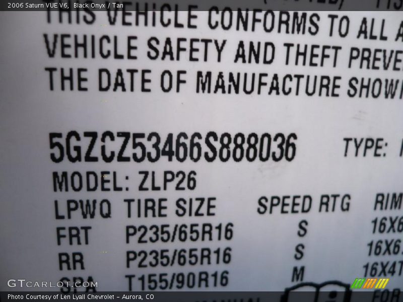 Black Onyx / Tan 2006 Saturn VUE V6