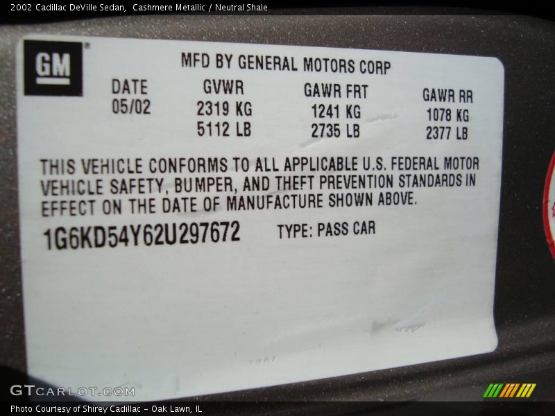 Cashmere Metallic / Neutral Shale 2002 Cadillac DeVille Sedan