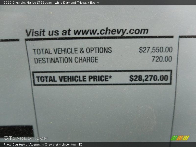 White Diamond Tricoat / Ebony 2010 Chevrolet Malibu LTZ Sedan