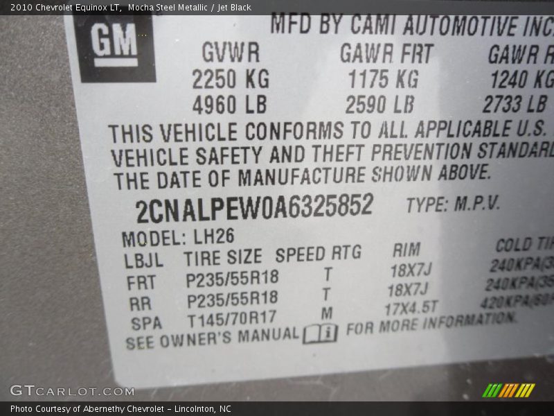 Mocha Steel Metallic / Jet Black 2010 Chevrolet Equinox LT