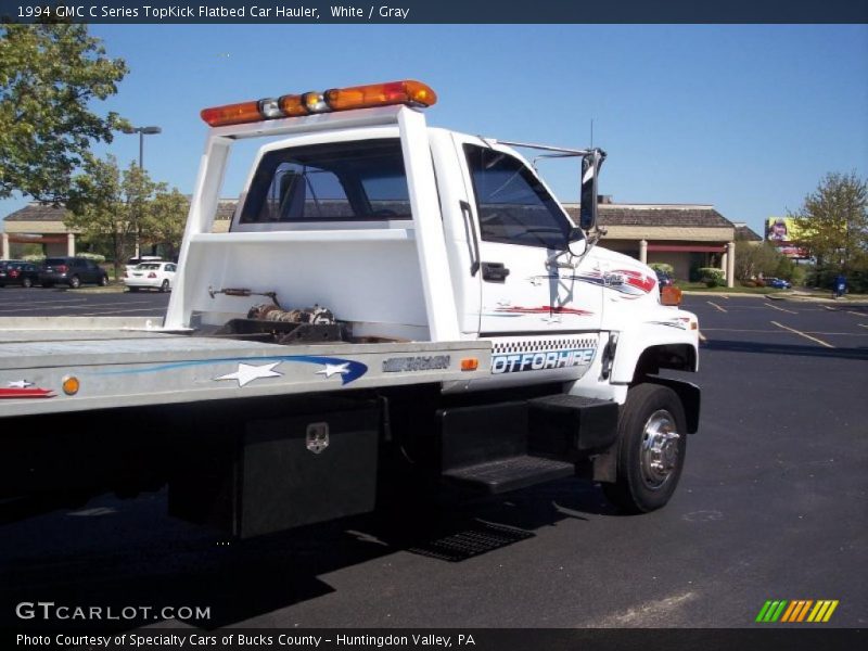 White / Gray 1994 GMC C Series TopKick Flatbed Car Hauler