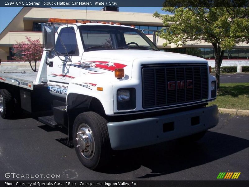 White / Gray 1994 GMC C Series TopKick Flatbed Car Hauler