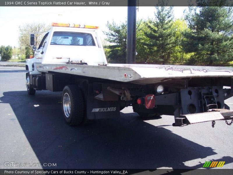 White / Gray 1994 GMC C Series TopKick Flatbed Car Hauler