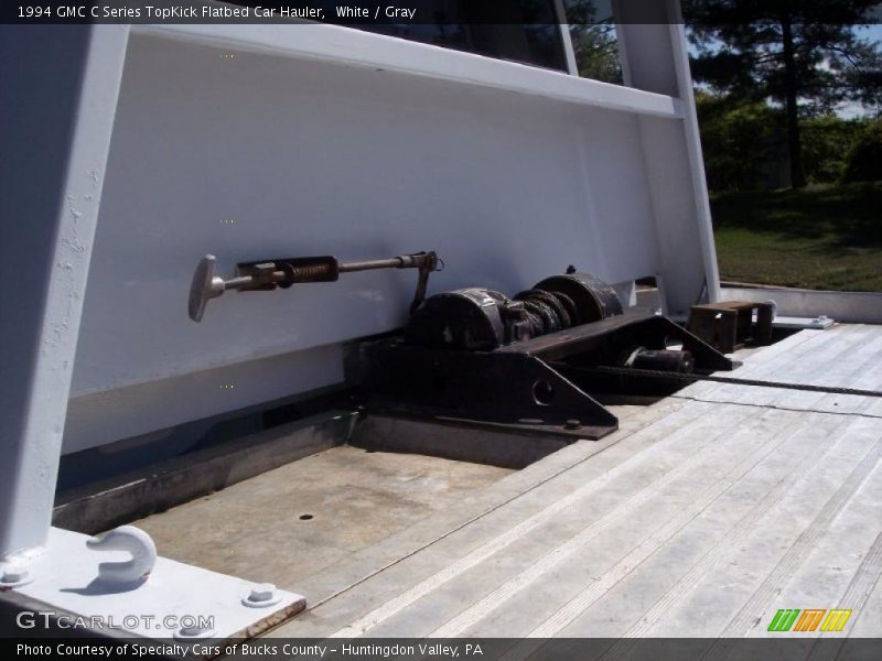 White / Gray 1994 GMC C Series TopKick Flatbed Car Hauler