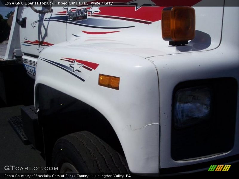 White / Gray 1994 GMC C Series TopKick Flatbed Car Hauler