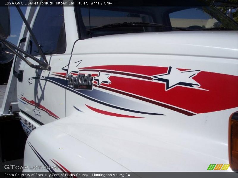 White / Gray 1994 GMC C Series TopKick Flatbed Car Hauler