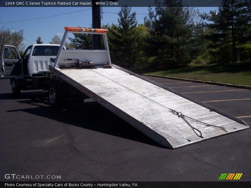 White / Gray 1994 GMC C Series TopKick Flatbed Car Hauler