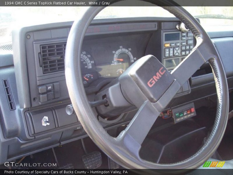 White / Gray 1994 GMC C Series TopKick Flatbed Car Hauler