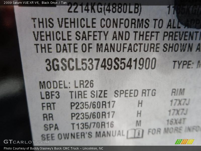 Black Onyx / Tan 2009 Saturn VUE XR V6