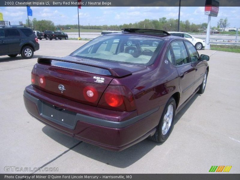 Berry Red Metallic / Neutral Beige 2003 Chevrolet Impala LS