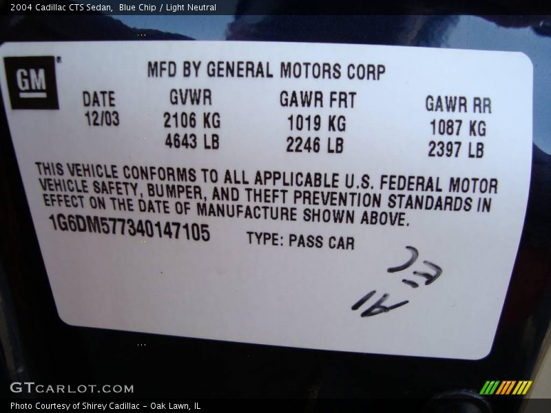 Blue Chip / Light Neutral 2004 Cadillac CTS Sedan
