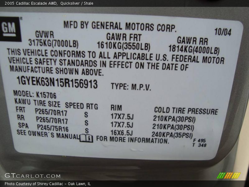 Quicksilver / Shale 2005 Cadillac Escalade AWD
