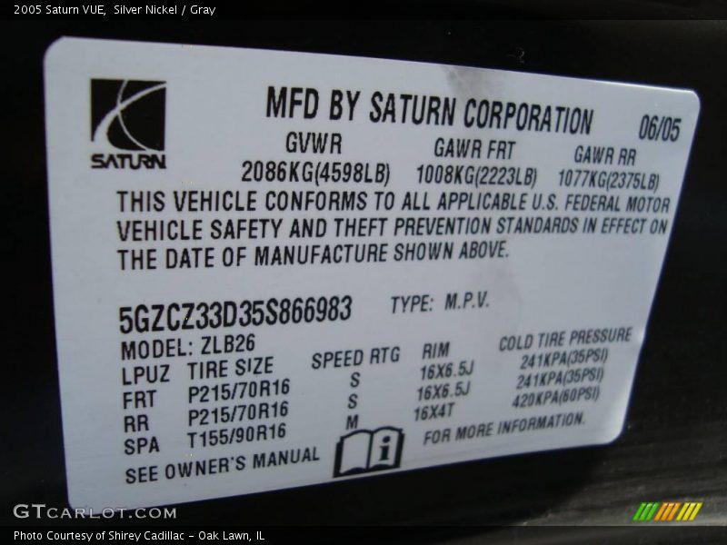 Silver Nickel / Gray 2005 Saturn VUE