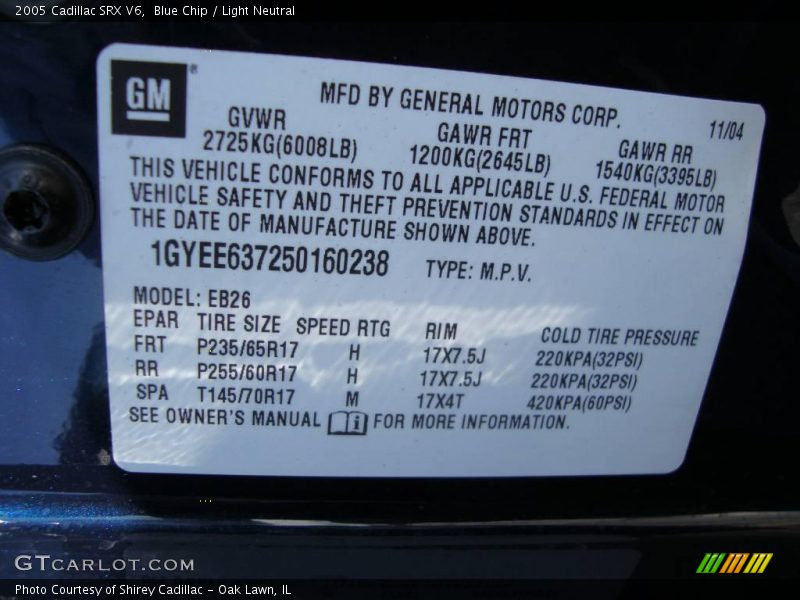 Blue Chip / Light Neutral 2005 Cadillac SRX V6