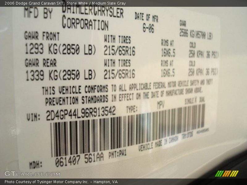 Stone White / Medium Slate Gray 2006 Dodge Grand Caravan SXT