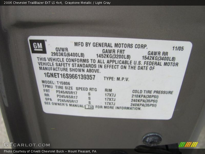 Graystone Metallic / Light Gray 2006 Chevrolet TrailBlazer EXT LS 4x4