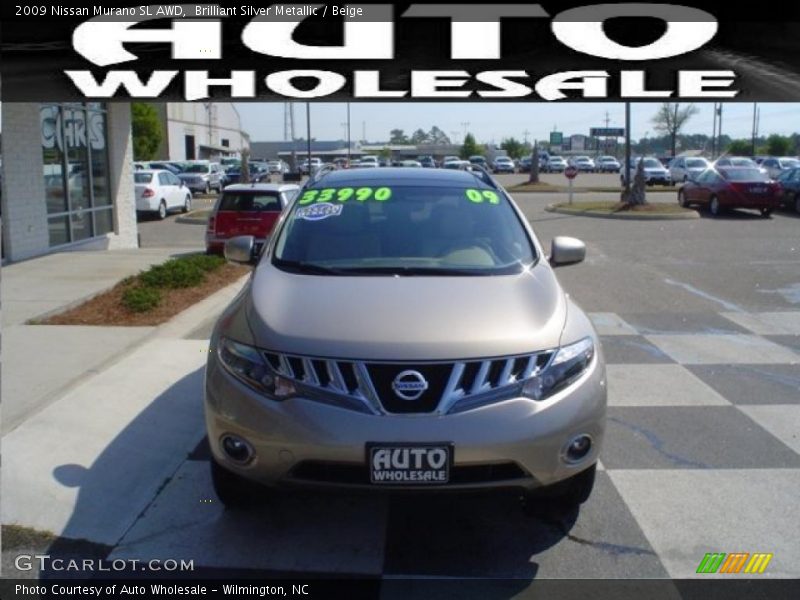 Brilliant Silver Metallic / Beige 2009 Nissan Murano SL AWD