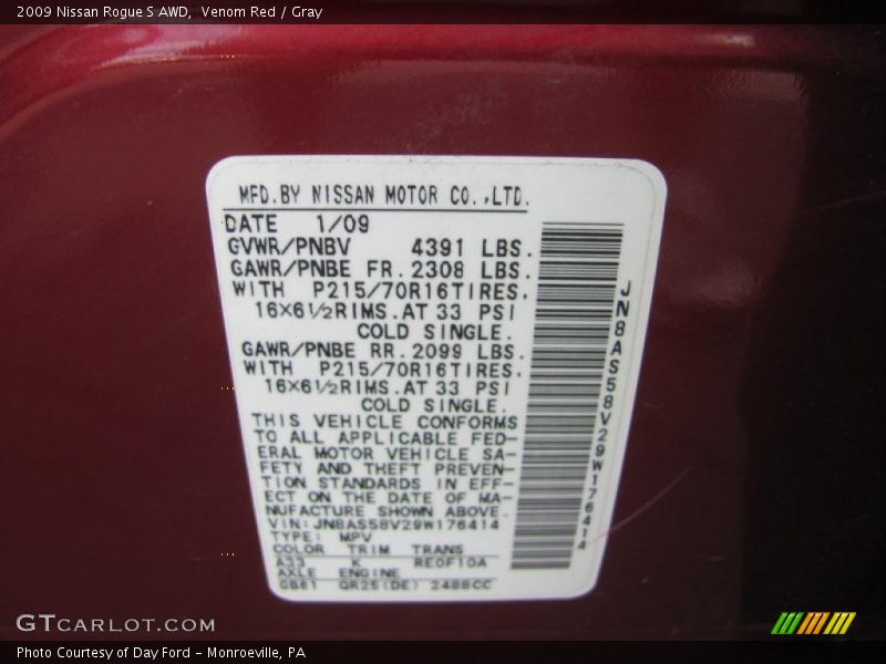Venom Red / Gray 2009 Nissan Rogue S AWD